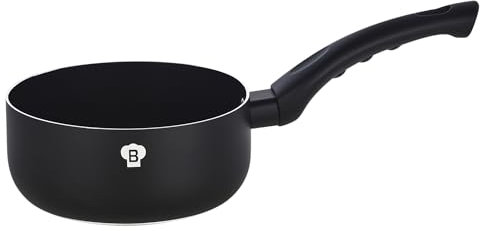 BLAUMANN Cookware Frying Grill Pots Pan Saucepan Casserole Soft Touch Handle Lid (Matt Black, 16x7cm Milk Pan - 1.15L)