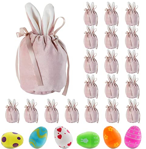 Osterhasen Taschen, 20 Stück Hasen Samt Säckchen Osterbeutel Zum Befüllen, Osterhasen Geschenktüten, Für Ostern Hochzeit Geburtstag Eier Ostergeschenke Süssigkeit Plätzchen