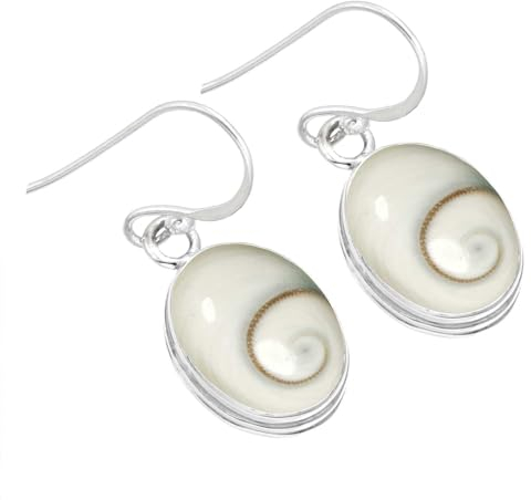 Jeweloporium 925 Silber Ohrring für Frauen Sílbern Ohrring Weiß Echt Shiva-Auge Edelstein Tropfen Baumeln Solitär das Erntedankfest Geschenk Kostüm Schmuck
