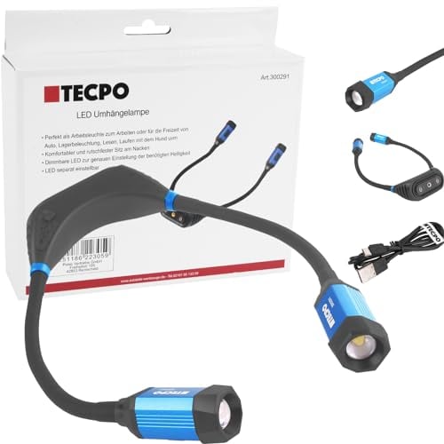 TECPO LED Umhängelampe 6500K 300 Lumen Buchlampe Leselampe Leselicht Nackenlicht