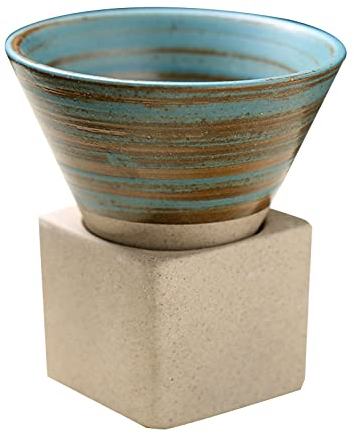 COSSIKA Taza de café Tazas de café de cerámica Taza de té de cerámica rugosa Taza de porcelana con flor japonesa Tazas de café con base para barra de cocina