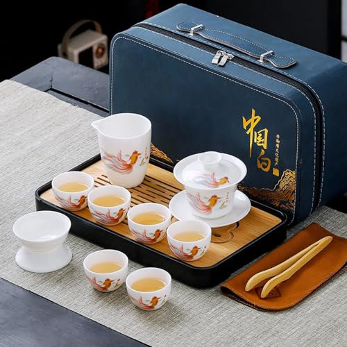 REOWONU Chinesisches Teeset Traditionelles Chinesisches Gongfu-Tee-Set für Erwachsene, Kung-Fu-Teeset mit 6 Tassen (JYMT Gaiwan6)