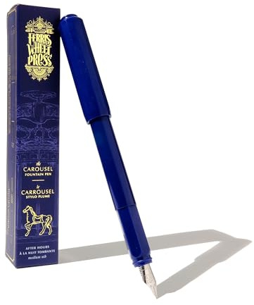 Ferris Wheel Press , Carousel Fountain Pen, Acrylic blend body, Air-sealed click locking cap, After Hours, Dark Blue, Fine Nib