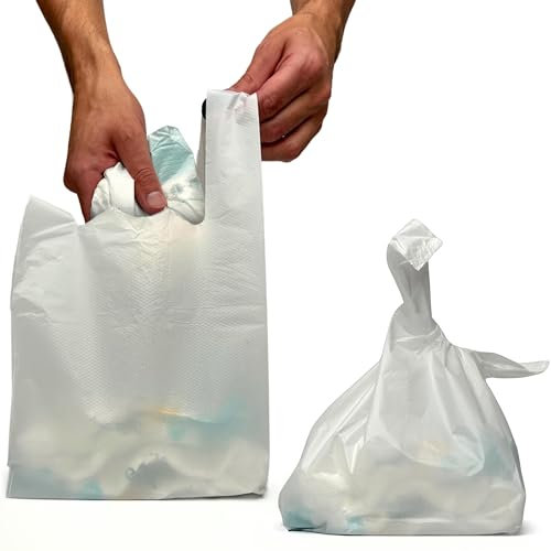 Baby Nappy Bags - 200 Pack, Heavy Duty, 100% Leak Proof Bag, Odour Free Disposal Sacks, Easy Tie Handles, White