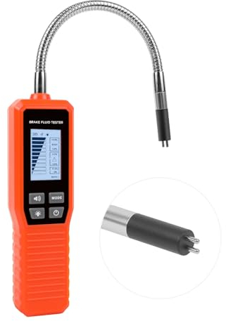 VKALTUL Bremsflüssigkeitstester, Bremsflüssigkeit Tester mit Hochempfindlicher Sensor Doppelter Ton und Lichtalarm Bildschirm für Bremsflüssigkeit dot 4 dot3 dot5.1