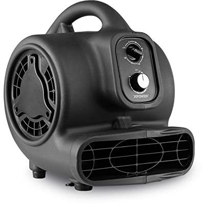 XPower Mighty Centrifugal Air Mover, Carpet Dryer, Floor Fan, Blower, Stackable, Daisy Chain, for Water Damage Restoration, Janitorial, Plumbing, Home Use (Schwarz, P-250DT 700CFM)