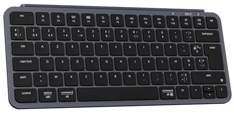 Keychron B1 Pro Clavier sans Fil Ultra-Mince avec ZMK Customization - pour Mac & Windows - Capuchons de Touches concaves - Silicone de Protection - Bluetooth 5.2 - Gris Espace - 77 Touches