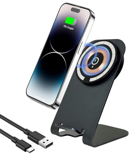 Mag-Safe Inductive Mobile Phone Charging Station, Magnetic Wireless Charger Stand for iPhone 16 15 14 13 12 Pro Max, Google Pixel 9 Pro 8 a 7 6, Samsung Galaxy S24 Ultra S23 S22 S21 S20
