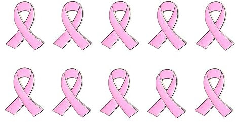 Lot de 10 Broches en Forme de Ruban Rose pour Sensibilisation Au Cancer du Sein Pin’s Octobre Rose Décoration Accessoire de Déguisement pour la Prévention et Le Contrôle Femme (A)