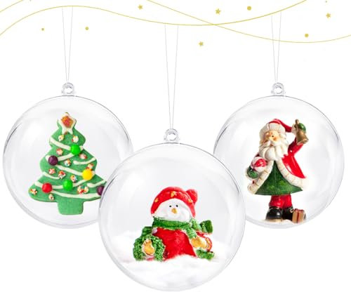 Truevaste Weihnachtskugeln zum Befüllen 10cm, 20 Stück Weihnachtskugel Durchsichtig, DIY Durchsichtige Kugeln Mit Aufhängeloch und Lanyard, für Weihnachtsbaum, Hochzeit, Party Dekoration