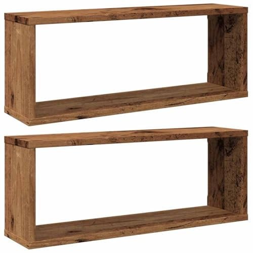 vidaXL Étagères murales Cube 2 pcs Vieux Bois 60x15x23 cm, Stockage en Forme de Cube, Organisateur en Forme de Cube, étagère Flottante