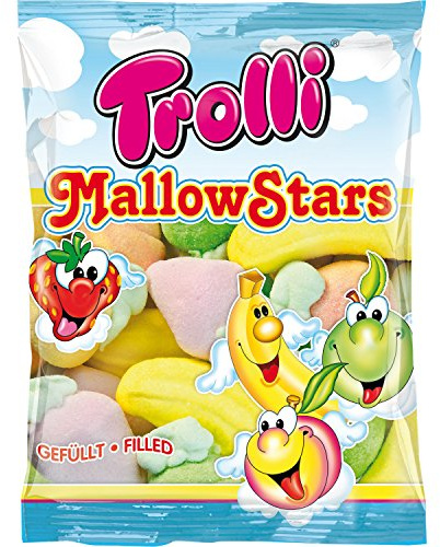 Mallow Stars - toiles de Guimauve, des douceurs moelleuses et sucrées en forme d'étoile, parfaites pour ajouter une touche de magie à vos moments gourmands - Compatible avec Trolli - 150g