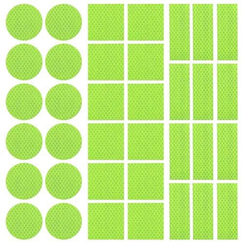 Yuanchu Reflektoren Aufkleber Set, 36 Fahrrad Reflektoren 3 Formen Reflektoren Kinderwagen Fahrradzubehör Reflektoren für Kleidung Reflektoraufkleber Motorräder Leucht Aufkleber Felgen Sticker (Gelb)