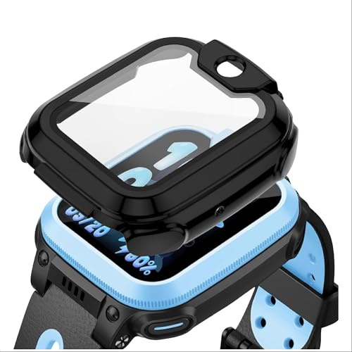 GIOPUEY Hülle Kompatibel mit imoo Watch Phone Z1, Glasschutzfolie + Hartplastikrahmen, 360° Rundumschutz Cover - Black