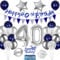 Cadimus 40. Geburtstag Ballon Set,Happy Birthday Ballon Dekoration,40 Geburtstag Blau Silber Luftballons,Happy Birthday Folienballon 40, 40 Jahre Männer Frauen Party Deko