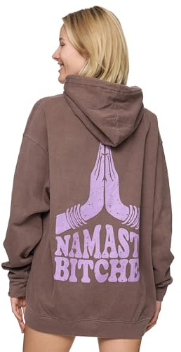 Worldclassca Oversized Namaste Hoodie Kapuzenpullover Sweatshirt (DE/NL/SE/PL, Alphanumerisch, Einheitsgröße, Regular, Regular, BRAUN)