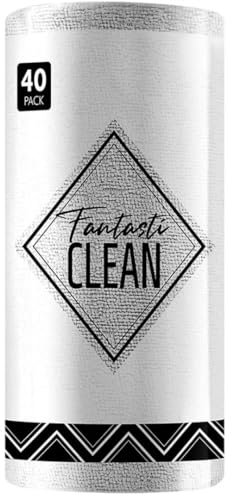 DK HOME FANTASTI Clean Rollo BAYETA 40 UDS Paños de Limpieza Rasgables, Trapos de Cocina Reutilizables y sin Pelusas (Gris)