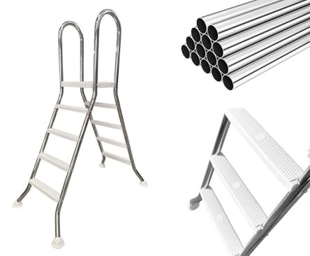 AIBOTY Échelle de Piscine Profonde de 52'' échelle de Piscine Hors Sol Robuste 550 LB échelle de Piscine en Acier Inoxydable à 4 marches pour Piscine Hors Sol échelle de Piscine à Double Face