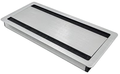 XXCLW Schreibtisch-Einfädelbox, Aluminiumlegierung, Kabeldurchführung, rechteckige Kabelbox, Bogenecke, offene Abdeckung, Schreibtisch-Drahtloch, Bürste, Kabelauslass