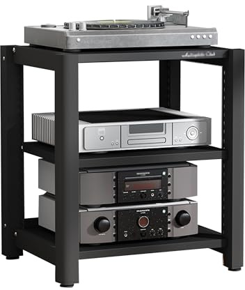 WXZXWXZX 2/3/4/5 Ebenen HiFi Rack Plattenspieler DVD Regal AV-Medienständer TV Schrank Boxenständer Mit Höhenverstellbarem Regal for Wohnzimmer Büro Kino kleine Räum(Nero,60 * 50 * 64cm)