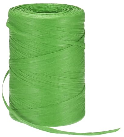 M METERXITY Raffia Yarn 328 Yards 5mm Paper for Crochet, Grass Green | Raffia Ribbon, Flat String, Craft Ribbon, Gift Wrapping, DIY, Sun Hats, Bags, Holiday Decor, Packing Twine