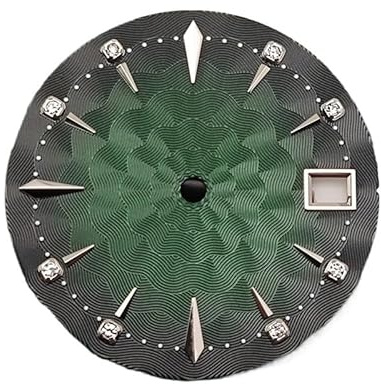 XTINKOPW 1 Stück NH35 Uhrenzifferblatt Cocktail Damenuhr Zifferblatt 29mm Radialuhr Gesicht Modifizierte mechanische Zifferblätter for NH35/NH36 Uhrwerk(Green)