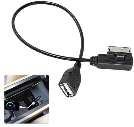 Miiqxx Cable Adapter for AMI/MMI AUX,CarAudio Interface Cable for VW/Audi,USB Music Interface & Charging Cable for A3/A5/A6/Q5/Q7/R8,Plug & Play(Black)