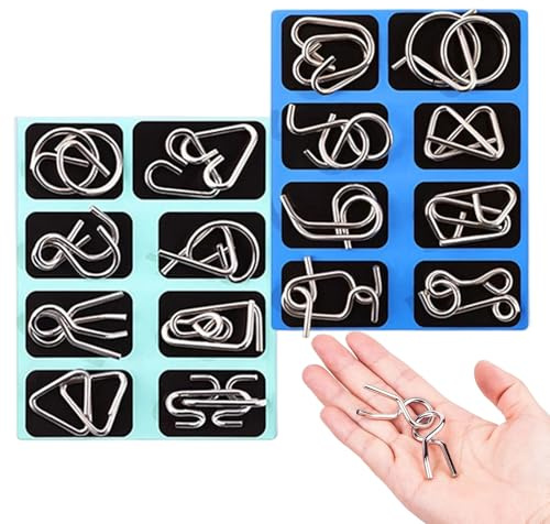 Puzzle aus Metalldraht – 16-teilig, Lernspiel, Denkspiel aus Metalldraht, für Abend, Gesellschaftsspiel, Klassenzimmer, Kindergarten und