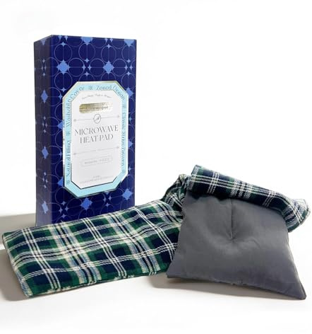 Voodoospot Microwave Heat Pad – Unscented Wheat Bag with Washable Cover, Neck & Shoulder Heat Pack for Muscle, Joint & Menstrual Comfort – 43×15cm Green Tartan (Dark)