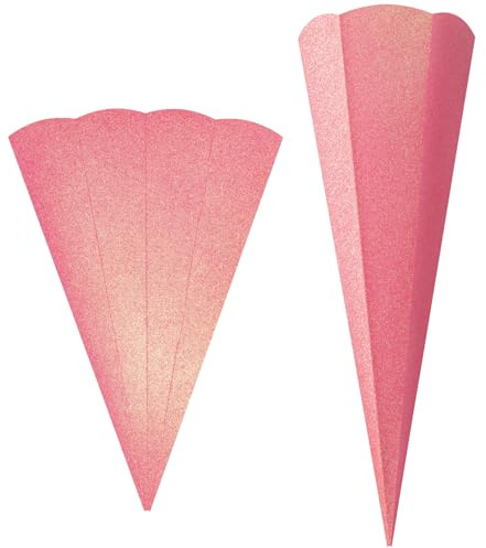 CREATIV DISCOUNT Schultüten-Rohling, mit Steckverschluss, 68cm, Glitter (1 Stück, Light Pink)