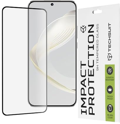 Techsuit Displayschutzfolie für Huawei Nova 11, Huawei Nova 12s Gehärtetes Glas mit 9H Härte, Vollständige Abdeckung, Stoßschutz, Oleophobe Beschichtung, Anti Fingerabdruck, Blasenfrei, 111D Full Glue