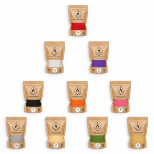 Kerzensand im Duft-Mix 500g (10 x 50g) mit 10 Kerzendochten, Kerzen selber machen, Kerzenwachs & Kerzendocht, Duftwachs Set Duft Kerze Candle Sand Pflanzliches Wachs, DIY Basteln Home Deko Dekoration