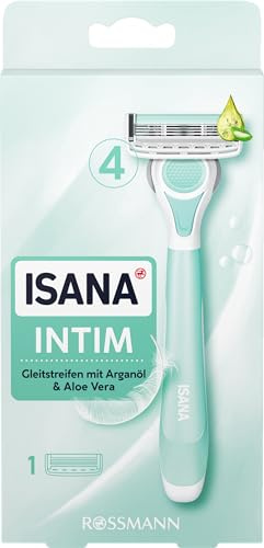 ISANA Intim Rasierer - Damenrasierer mit Rasiergriff und 1 Rasierklinge - Gleitstreifen mit Arganöl und Aloe Vera