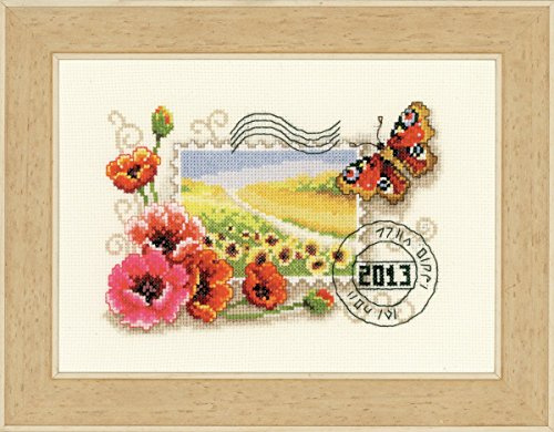 VERVACO Gezählter Kreuzstich Stickpackungen DIY Stickbilder Grüߝe aus dem Süden Wanddekoration Handarbeit Set für Erwachsene Kreatives Handwerk ca. 21 x 15 cm Kreuzstichbilder Set Hausdeko