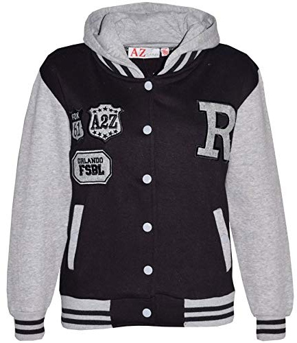 A2Z 4 Kids Baseball Hooded R Fashion NYC/FOX Jacket Varsity Style Coat Long Sleeves Casual Fashion Gifts For Girls Boys New Age 2-13 Years