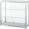 Certeo kaiserkraft | Vitrine | halbhoch | Höhe 910 mm | 2 Schiebetüren | BxT 1000 x 400 mm | silber eloxiert