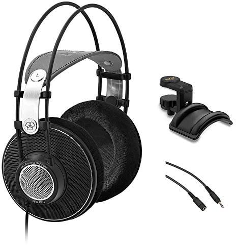 AKG K612 PRO Over-Ear Reference Studio Headphones Bundle with Headphone Holder & 25' Stereo Cable