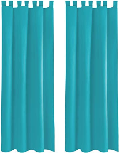 Bestlivings Blickdichte Gardine im 2er Pack mit Schlaufen (140x175 cm/Türkis), in vielen Farben