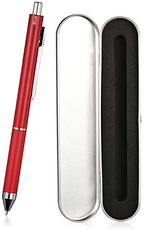 SMTTW 4-in-1 Kugelschreiber & Bleistift, Multifunktionsstift mehrfarbig, Kugelschreiber 3 Kugelschreiber-Minen in schwarz, rot, blau und Bleistift-Mine für Büro, Office, Schule und Geschenk-Rot