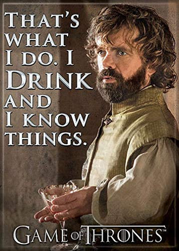 Ata-Boy Game of Thrones House of Lannister Magnet für Kühlschrank und Schließfächer, 6,4 x 8,9 cm 2.5 x 3.5 Tyrion 'I Drink and I Know'
