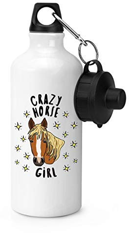 Crazy Horse Girl Stars Sports Bottle Water Gym 600ml White