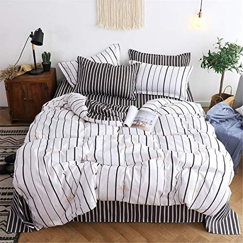 Fansu Juego de Ropa de Cama 4 Piezas, Microfibra Funda de Edredón Sábana Funda de Almohada Cremallera Diseño Funda de Almohada Conjunto De Edredón Hoja Plana (150x200cm,Blanco)