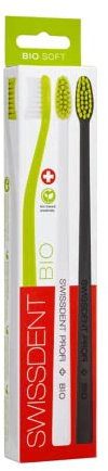 SWISSDENT PROFI BIO Zahnbürste, aus Bio-basiertem Kunststoff mit medium soften Borsten in patentierter Löffelform