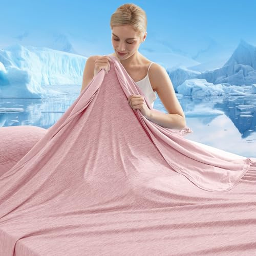 Marchpower Cooling Blanket, Arc-chill 3.0 Cooling Fiber Summer Blankets, Q-Max>0.5 Double-sided Lightweight Cool Blanket for Night Sweats Adult Kids Hot Sleeper, Breathable & Comfort, 150x200cm, Pink
