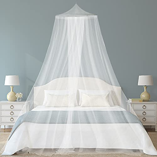 Zanzariera Letto, Zanzariera universale Bianca a cupola, Zanzariera Letto Matrimoniale, Zanzariera a Baldacchino per Letto, Grande Zanzariera per Letti da Singolo a King Size,per Campeggio e Famiglia