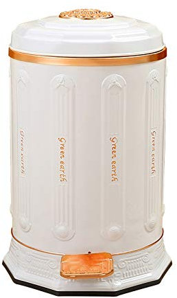 zxb-shop Poubelle Porcelaine Blanc Simple Simple Poubelle de Luxury Salon Salon Maison Chambre à Coucher Salle de Bain Cuisine Pédale Poubelle Poubelle Circulaire