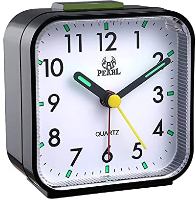 Wecker Analog Leise Ohne Ticken Wecker mit Schlummerfunktion Lichtfunktionen, Reisewecker, Sanftes Aufwecken, ruhiges Quarzuhrwerk, Pieptöne, Alarm Clock Vintage Deko, Einfache Einstellung (Schwarz)