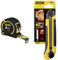 Stanley 1-30-657 - mètre Tylon Bi matière 8m x 25mm - Ruban Anti-Corrosion & 0-10-425 Cutter 25 mm Bi-matière Dynagrip - Blocage de La Lame - Chariot Porte-lame - Lame en Acier Anticorrosion