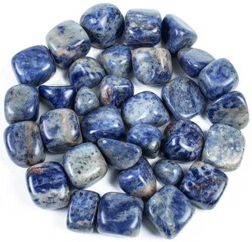 Crocon Sodalite Tumble Stones Stones Set Pocket Crystal Healing Gemstones Tumble Collection Palm Stone Good Luck Charm Gift Craft Home Decor Size: 20-25 mm | 1 LB