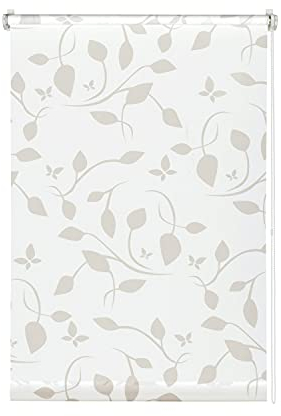 GARDINIA EASYFIX Tenda a Rullo Decorativa 100 Scandinavian con Fissaggio a Incastro o con Adesivo, Montaggio senza Trapano né Viti, Opaco, Traslucido, Bianco/Naturale, 110 x 180 cm